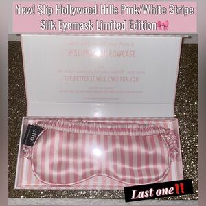 New! Slip Hollywood Hills Pink/White Stripe Silk Eyemask Limited Edition🎀